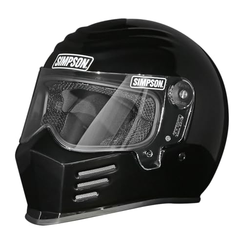 Simpson Outlaw Bandit 3 Motorcycle Helmet - Black - Medium | Full Face with Clear 4 Position Racheting Visor Shield | Lightweight | Vented | DOT/Snell M2020 Approved for Street & Track (OB32MD)