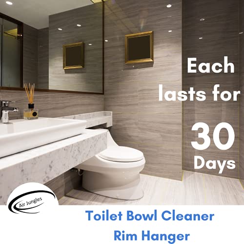 Air Jungles 5-In-1 Automatic Toilet Rim Hanger Clear, Lemon Scent, Quick Foaming Hanging Toilet Cleanser, Odor Eliminator, Each Clip Refreshing Up To 4 Weeks #TOP3