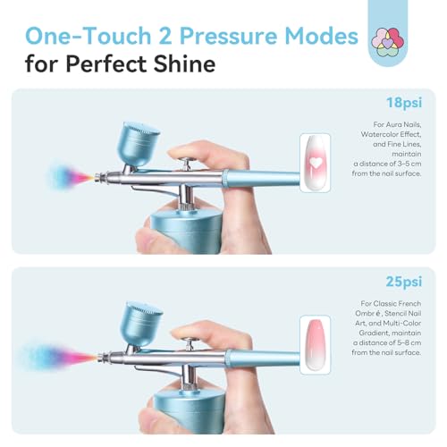 Image of SAVILAND High Air Pressure Airbrush Kit: Salon Results at Home Air Brush for Nails Dual Mode Portable Nail Airbrush Machine with Battery for French Nail Aura Nail Even Spray Mobile Nail Services