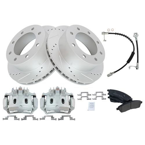 Image of TRQ Brake Pad & Rotor Kit Performance Semi-Metallic Compatible with 2000 Ford Excursion F-350 Super Duty