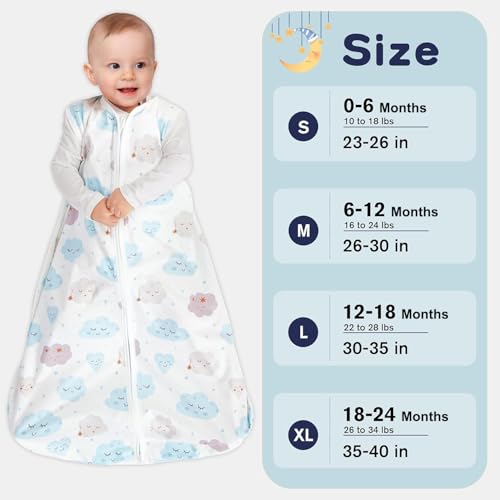 Image of BSTOPPT 3 Pack Baby Sleep Sack 0-6 Months 100% Rayon Cotton Baby Sleeping Bag 2-Way Zipper Toddler Wearable Blankets Comfy Stretchy Lightweight TOG 0.3 (Purple&Clouds&Starry Sky)
