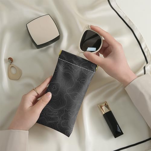 Image of 2 PCS Glasses Eyeglass Sunglasses Case Pouch Soft PU Leather Cute Aesthetic with Cleaning Cloth for Boys Men Man