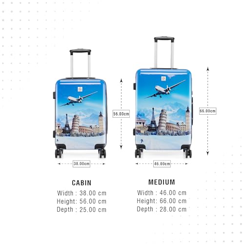Image of Baomi Printed Blue Hard 26 inch Medium Trolley