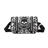 MANMU Goth Backpack Grunge Backpack Y2k Fashion Skull Backpack Hooded Backpack Gothic Black Shoulder Bag Goth Messenger Bag (shoulder bag skull)