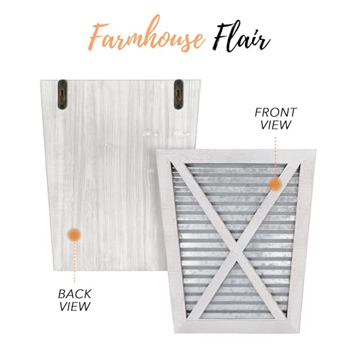 Autumn Alley Large Rustic Farmhouse Wall Planter Set of 2, Farmhouse Decor Wall Hangings for Wall Planter Indoor, Galvanized, Corrugated Metal, Wooden, White - Flowers Not Included