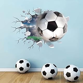 TOARTi 3D Football Wall Stickers,Football Stickers for Bedrooms for Boys,Soccer Football Vinyl Wall Art Decal for Teenagers Boys 3D Bedroom Accessories