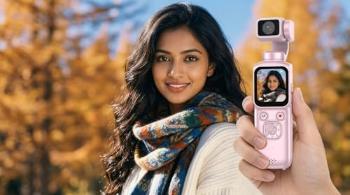 Image of BIGASUO 4K Pockets Vlogging Camera with WiFi, Handheld Video Camcorder with Audio & Video Recording, 330 Degree Rotating Lens, Loop Recording, 1.72 Inch Touchscreen, 64MP Photos (1496) (Black, B20)