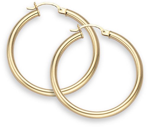 14K Gold Hoop Earrings - 1 diameter 3mm thickness