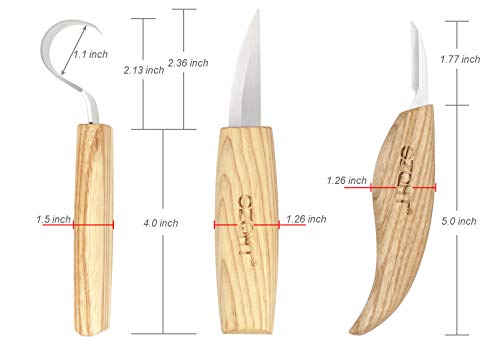 SZQHT Wood Carving Hook Knives Set for Carving Spoons Bowls Kuksa and Cups Right Handed Spoon Carving Tools for Professional Spoon Carvers and Beginners (Bundle E) - Thumbnail 2