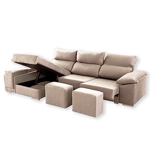 SHIITO Sofá 2 Plazas con Chaise Longue a la Izquierda Modelo Kenia