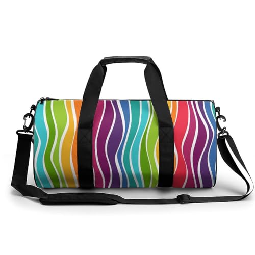 Sac de sport à rayures colorées : le duffel bag idéal pour voyage et gym de 45x23x23cm