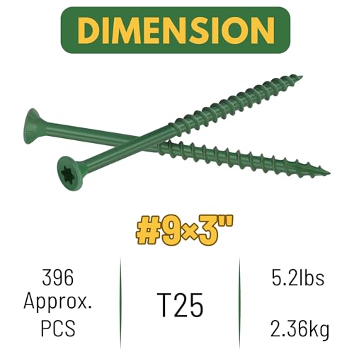 Image of WELLOCKS #9 x 3 in Green Deck Screws, 5.2 lbs with T25 Bit