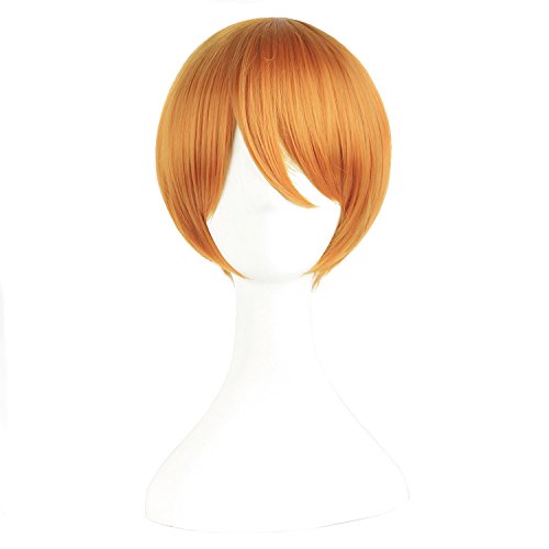 MapofBeauty Cosplay Wig Short Hair Side Bangs Wig（Golden Orange）