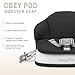 Dream On Me Cozy Pod Booster Seat with Removable Cover in Black, Booster Seat for Kitchen Chair Includes a 3-Point Safety Harness with 2 Belts for Safety, Foldable & Easy to Carry