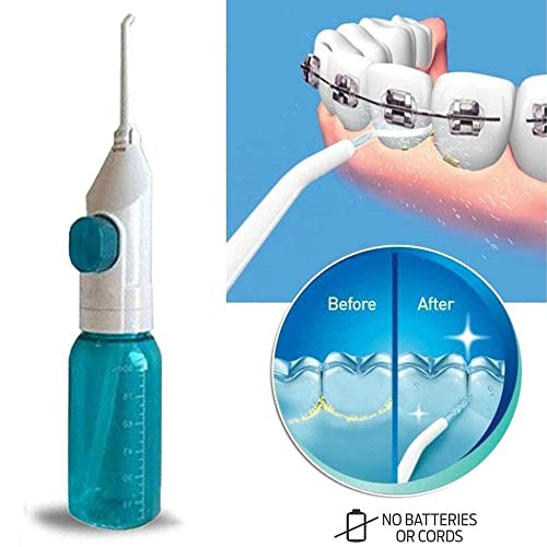 Image of Water-Jet Flosser Air technology Cords Speed Dental Care Tooth Pick Power Dental Cleaning Whitening Teeth Kit Power Floss Air Powered Dental Water Jet (White) (Water Teeth Flossing)