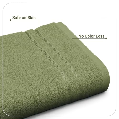 Image of 100% Cotton Terry Ultrasoft and Quick Absorbent 380 GSM Solid 6 pcs. Quick Dry Bath Towel Set for Bathroom or Gifting Towel Set (Green)