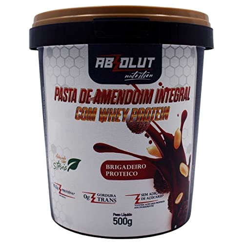 Absolut Nutrition, Pasta de amendoín proteica, adoçado com stévia, Sabor brigadeiro, 500 gramas