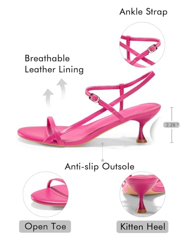 Image of Coutgo Womens Strappy Heeled Sandals Kitten Low Heel Open Toe Ankle Strap Party Wedding Dress Shoes