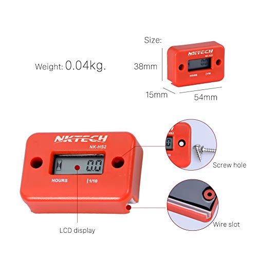 image for NKTECH NK-HS2 Inductive Hour Meter for Gas Engine Lawn Mover Marine AT