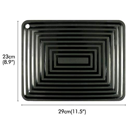 2 Pack Large Silicone Trivet Mats/Hot Pads,Pot Holder,9"x12" Non Slip Flexible Durable Heat Resistant Pot Coaster Kitchen Table Countertop Mats (Black)