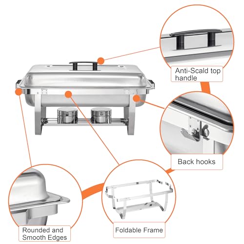 Mriisel MR-08 Chafing Dishes For Buffet 4 Pack, 9 Quart Stainless Steel Chafing Dish Buffet Set thumb #3