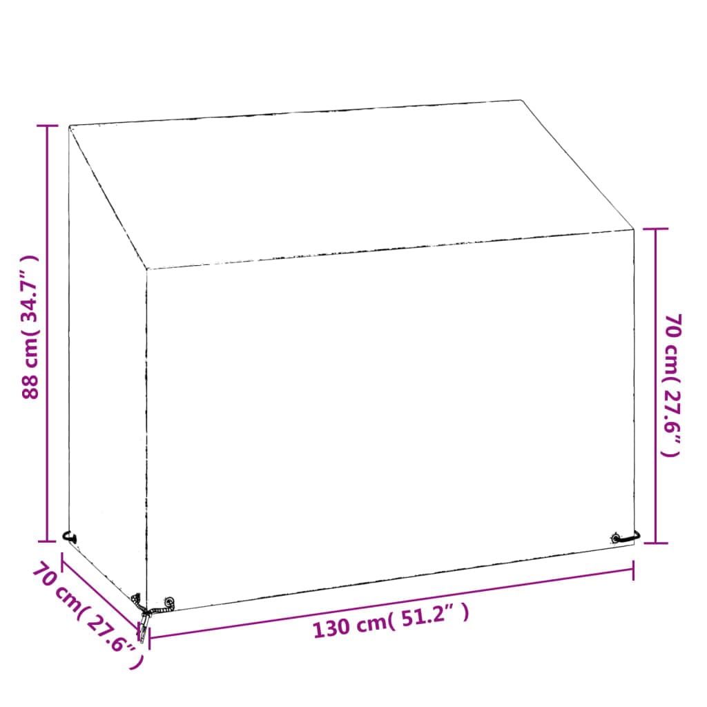 Abdeckungen für Gartenbank 2 Stück mit 8 Ösen 130x70x70/88 cm wetterfeste Schutzhülle aus PE für Gartenmöbel, UV- und wasserdicht, mit Befestigungsseil für Terrasse, Balkon, Outdoor