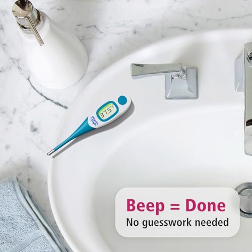 Physio Logic AccuFlexPro+ Digital Thermometer, Fast 5-Second Reading | Backlit Display, Antimicrobial Plastic, Waterproof, Flexible Tip, Memory Recall