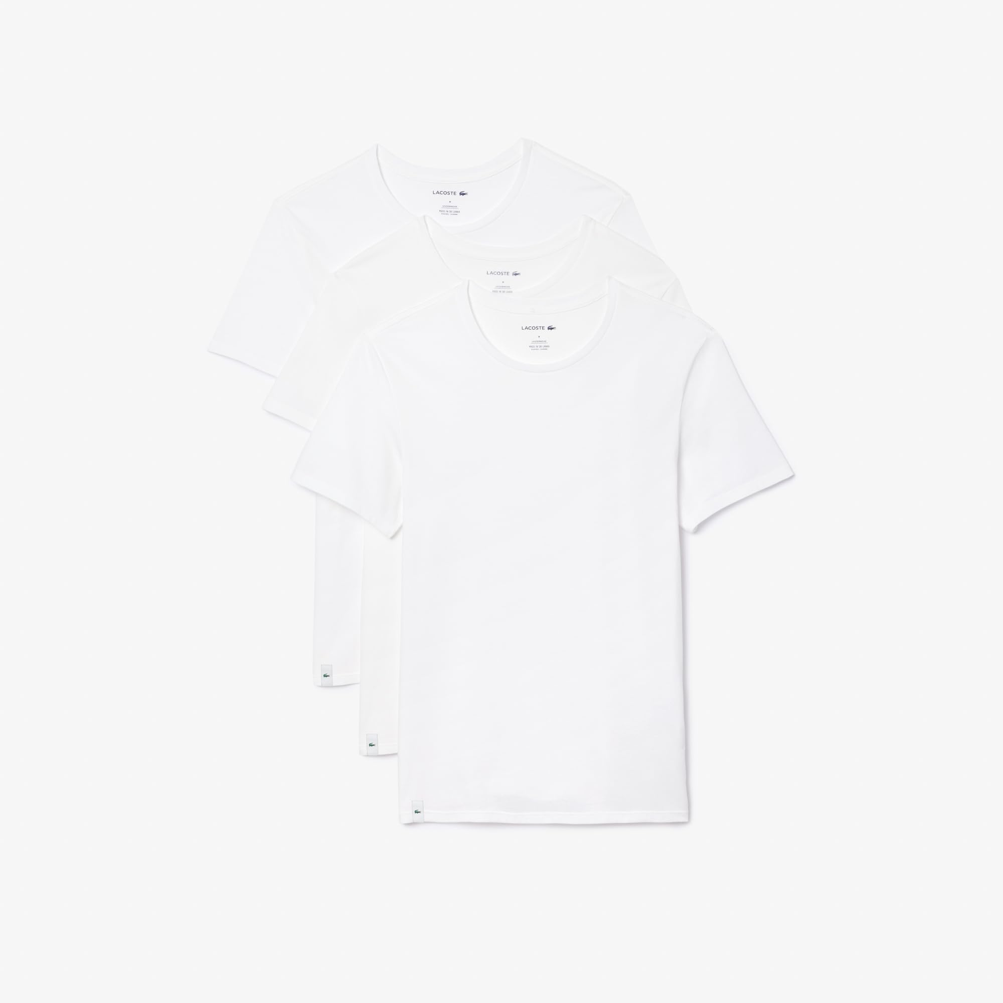 LacosteMen's 100% Cotton Slim Fit Crew Neck Undershirt, 3-Pack
