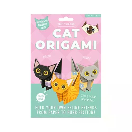 Origami-Katzen-Set zum Selbermachen Machen Sie 50 Papierkatzen | Lustiges Origami-Bastelset für Kinder ab 8 Jahren | Kreatives Geschenk für Katzenliebhaber & Aktivitäten an regnerischen Tagen