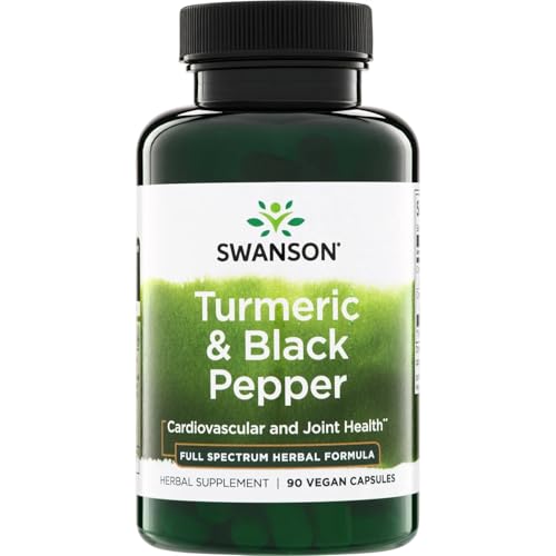 Swanson Premium Turmeric & Black Pepper Antioxidant Supplement for Active Adults Seeking Joint, Digestion, and Circulation Support - Non-GMO, Organic (90 Vegan Capsules)