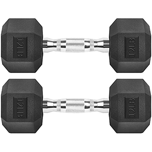 Hex Dumbbells Rubber Coated Cast Iron Hex Black Dumbbell Free Weights for Exercises