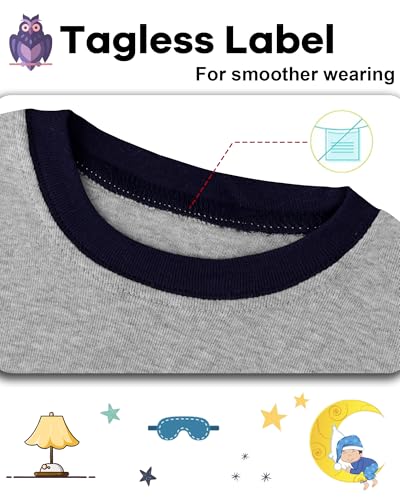 Image of DAUGHTER QUEEN Boys Pajamas 4 Pieces Long Set 100% Cotton Sleepwear Size 18 Months-12 Years