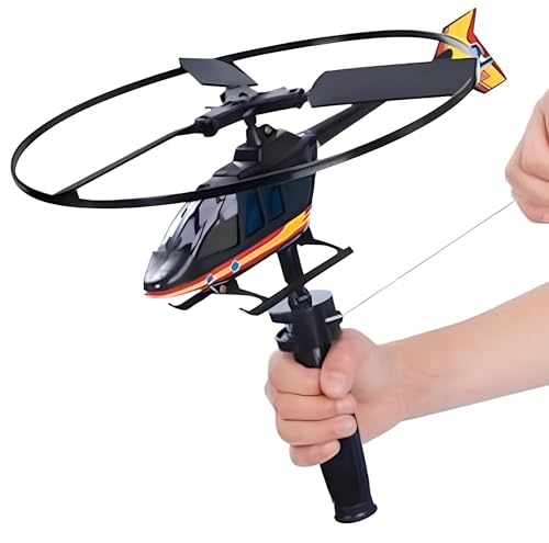 Helicóptero de juguete que vuela helicóptero de cuerda con hélice voladora avión juguete de lanzamiento con lanzador despega y vuela en alto disco volador rotor Flyer Niños, colores surtidos Color Helicóptero de juguete que vuela helicóptero de cuerda con hélice voladora avión juguete de lanzamiento con lanzador despega y vuela en alto disco volador rotor Flyer Niños, colores surtidos Color