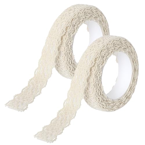 Lace Ribbon Lot de 2 rouleaux de ruban décoratif vintage en coton Convient pour l'artisanat et les décorations de mariage