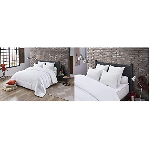 DODO Couette Niagara Anti-ACARIENS TEMPÉRÉE & Oreiller MAXICONFORT Thermolite Ultra - Moelleux - 60 x 60 cm, Blanc