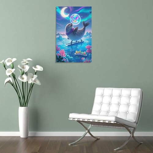 Impression sur toile phoque décoration murale haut de gamme 50x75cm