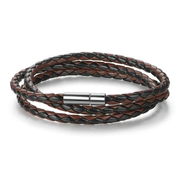Bracelets en cuir rouge femme multicouches tressés bohème
