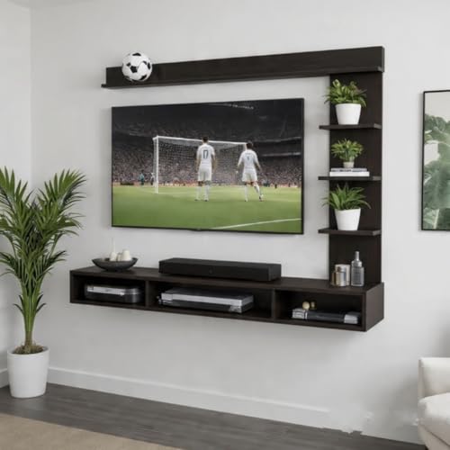 Image of 32 inch MDF C Shaped Wall Mounted TV Unit, Floating Cabinet for Wall for Living Room /Kid's Room /Bedroom Suitable for Upto 32 inches Smart tv (C Style Cabinet, Dark Wenge)