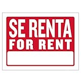 BAZIC Products Se Renta Sign 12'x16', For Rent Signage, Lease Rental House Home Apartment Car Auto Store Shops, Waterproof Indoor Signs, 24-Pack