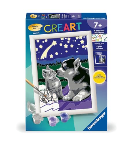 CreArt Kids 13x18cm : Chiot Husky et son compagnon le chaton Ravensburger Jeux France - vue 2