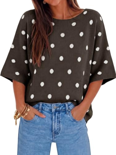 Image of Cicy Bell Womens Oversized Short Sleeve Sweaters Tops Knit Fall Pullovers