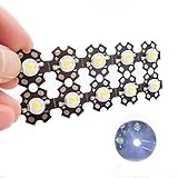 Cleiscry 10 pcs High Power Led Chip 3W SMD COB Light Emitter Components Diode on 20mm PCB Base (10pcs 3W White 6000K on PCB)