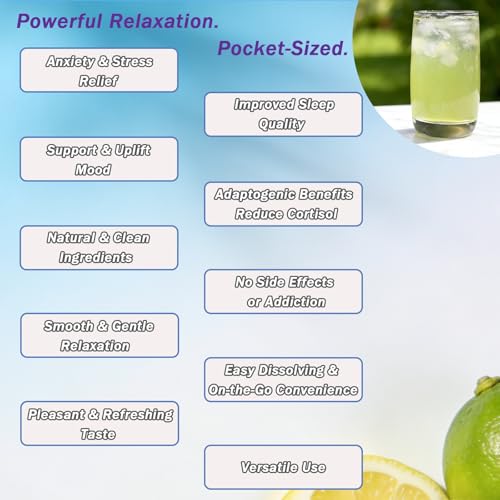 Image of Cortisol Calm Drink Mix with Magnesium Glycinate Powder, L-Theanine, Vitamins, and Ashwagandha for Relaxation & Focus | Adaptogen Drink & Cortisol Support | 30 Packets (Lemon & Lime Flavor)