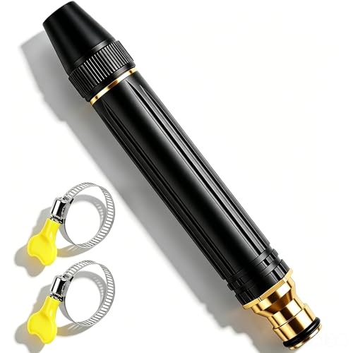 2026 New Pressure Garden Hose Nozzle, Adjustable Jet Power Washer Spray Nozzle for Car Washing, Patio Cleaning & Garden Watering, Heavy Duty Leak-Proof Water Hose Nozzle with 2 Hose Clamps
