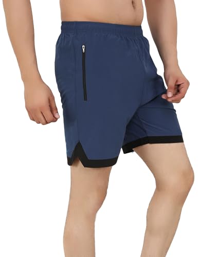 Image of Sports Shorts for Men, Athletic Running & Gym Shorts with Zip Pocket, Regular Fit Training Shorts