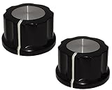 Abmessungen: Ø24 x 16mm Aerzetix 2 Potentiometer Knöpfe für glatte Achse 6.35mm Ø24x16mm schwarz / silber Bakelit