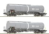 Wagenset mit zwei 4-achsigen Kesselwagen, Gattung Zacns, der Tschechischen Staatsbahnen