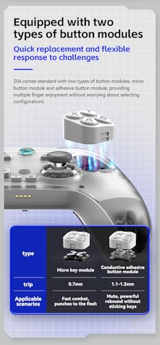 Image of MartZilla Z04 Wireless Gamepad /Controller With Magnetic Charging Dock, 6-Axis Handle, Hall Dual Trigger, Tri-Mode Connectivity, Dual Motor Vibration (Comes With 2 Types Of Button Modules) (Black)
