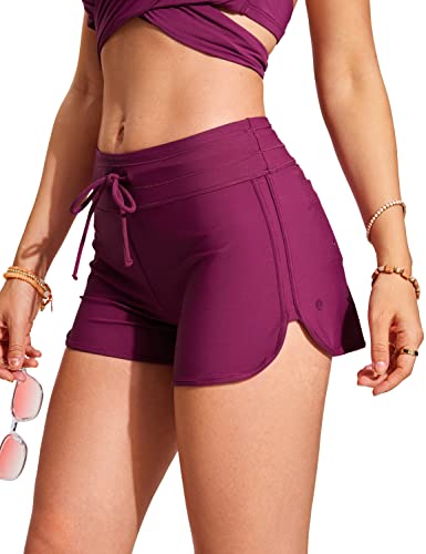 Image of CRZ YOGA Dolphin Classic Fit Board Shorts 3'' | Built in Brief, High Waisted, Tummy Control, Beach, Swim Trunks for Women