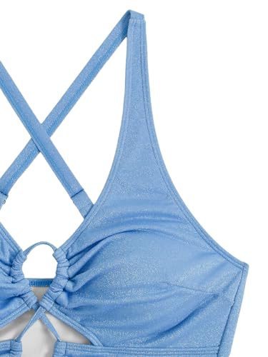 Image of SOLY HUX Women's Plus Size Bikini Set Sexy Swimsuit Lace Up Tummy Control 2 Piece Bathing Suit
